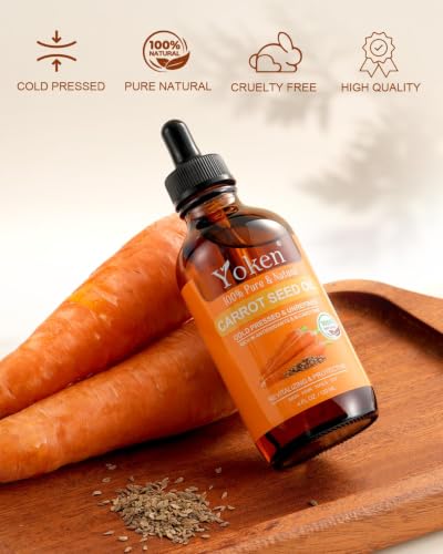 Yoken Cold Pressed Carrot Seed Oil 4oz - Pure Moisturizing Oil for Skin & Hair