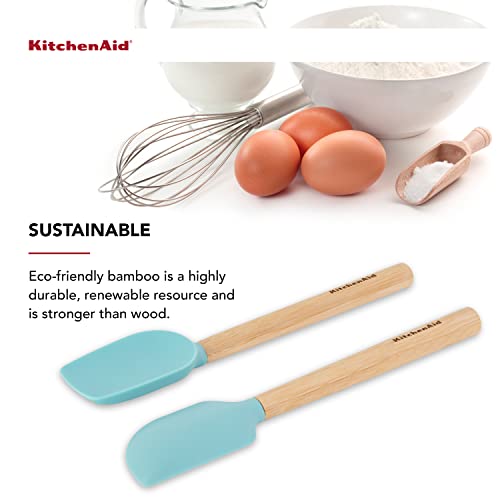 KitchenAid Mini Spatula Set with Bamboo Handle - Set of 2 in Aqua Sky