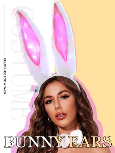 LED Light Up Bunny Ears Headband - Glow in the Dark Rabbit Ear Headpiece