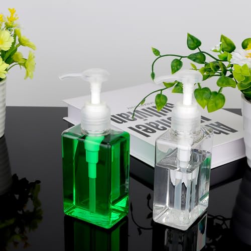 Jansburg 150ml Refillable Pump Bottle Dispenser - 2 Pack, Leakproof Clear Lotion Pump for Essential Oils, Soaps & Shampoos