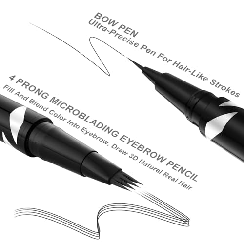 LAVONE 2-in-1 Waterproof Eyebrow Pen Black with Microblading Tips, Long-Lasting