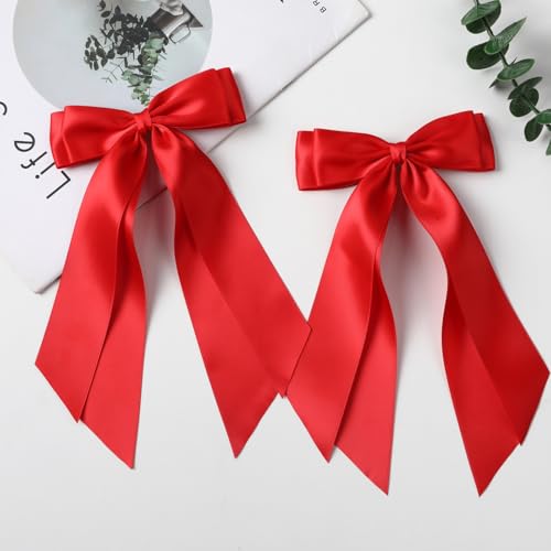 Double Layer Red Hair Bows Clips for Women & Girls - 2 PCS