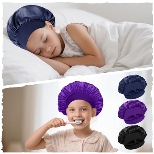 Kids Satin Silk Bonnet Set - Baby Girl & Boy Sleep Caps, 3 Colors