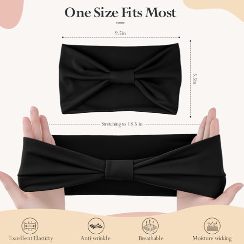 Wide Elastic Headbands for Women - 6-Pack Non-Slip Soft Hair Bands