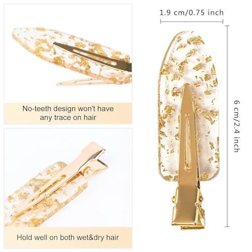 Gold Glitter No Bend Hair Clips - 18 Piece Set for Bridal Party Gifts