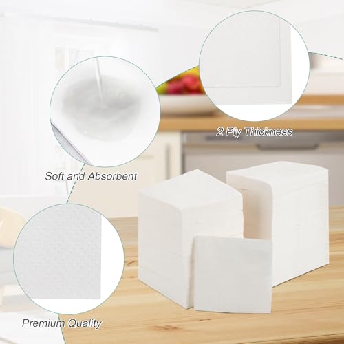 500 Disposable White Cocktail Napkins - 2 Ply, 4.9" x 4.9"