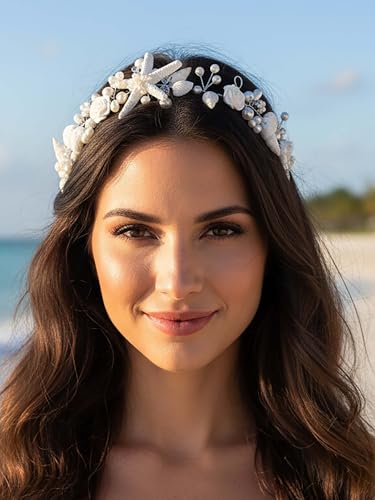 Woeoe Starfish Seashell Bridal Headband for Beach Wedding Hair