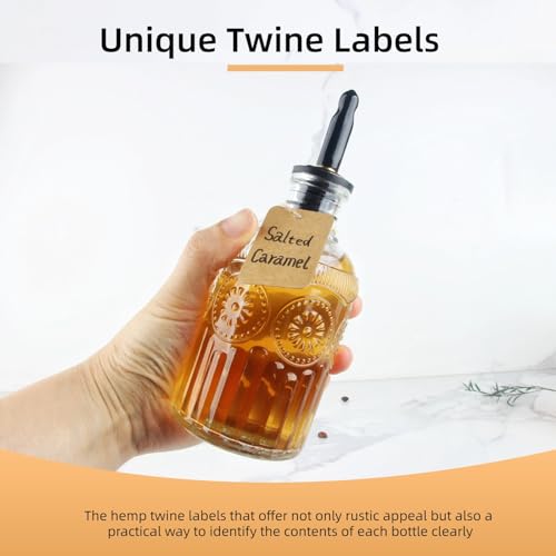Glass Syrup Dispenser Bottles Set of 2 - 7 OZ with Pour Spouts & Labels