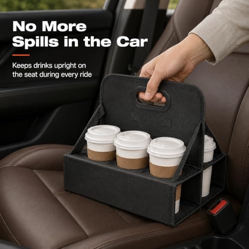 Portable 6-Cup Drink Carrier with Handle - Reusable & Foldable