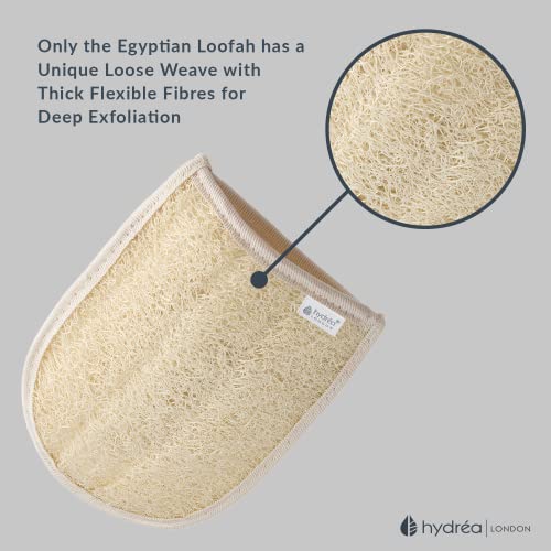 Hydrea London Organic Egyptian Exfoliating Loofah & Face Mitt - Body Scrubber for Men & Women