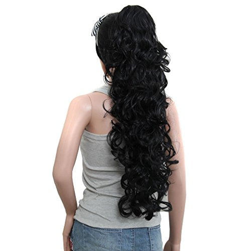 31 Inch Curly Ponytail Hair Extension - Synthetic Claw Clip - 1B#