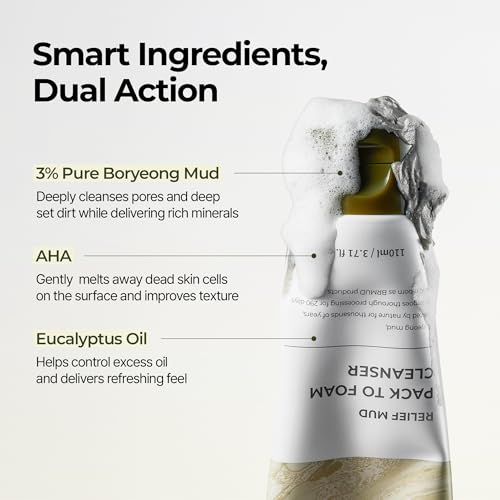 BRMUD Mud to Foam Facial Cleanser - Pore & Sebum Control, 3.7 fl oz