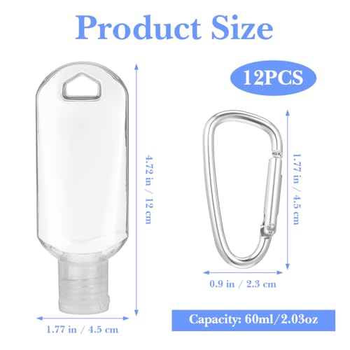 EXCEART Refillable Travel Bottles with Carabiner Hook - 15-Pack