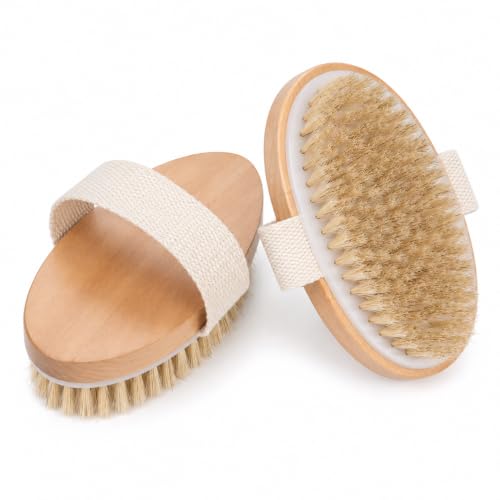 OPAZ Natural Boar Bristle Dry Body Brush 2 Pack - Exfoliating