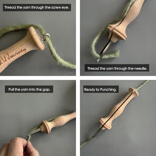 Punch Needle Rug Hooking Tool with Beech Wood Handle - Size #8 Fine
