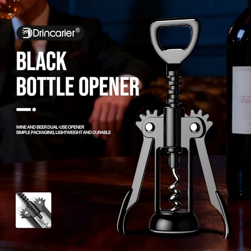 Drincarier Gun Black Wine Opener - Premium Zinc Alloy Corkscrew