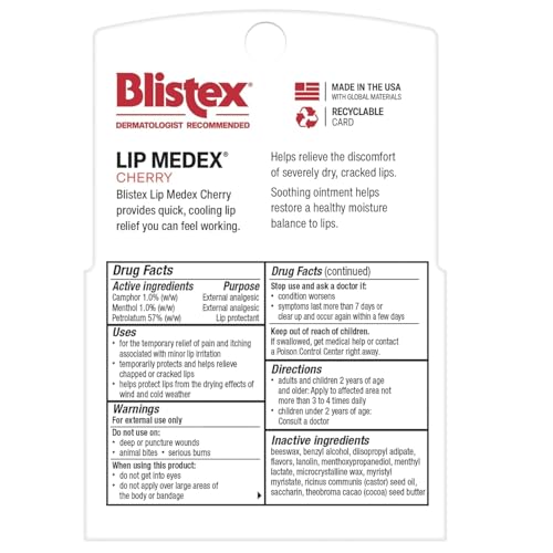 Blistex Cherry Lip Medex - Hydrating Medicated Lip Balm, 2 Count