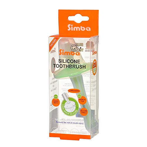 Simba Green Silicone Baby Toothbrush with Safety Guard & Fur Scrubber