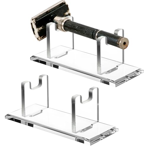 Acrylic Men's Razor Stand Holder, Dual Organizer for Grooming Supplies