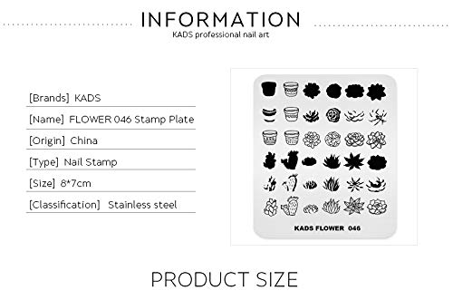 KADS FL046 Nail Stamping Plate Flower & Lace – Stainless Steel 8x7cm