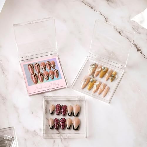 CloudTrip 15 Pcs Clear Acrylic Press-On Nail Packaging Boxes with Tabs
