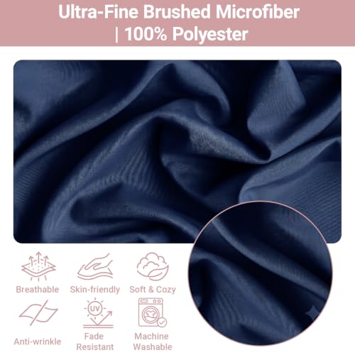 Set of 2 Navy Blue Ruffle Pillow Shams - Soft Microfiber, 20x26 Inches