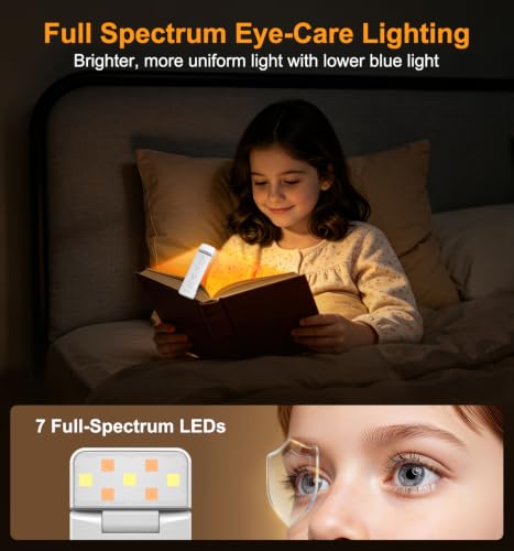 Gritin 2-in-1 Rechargeable Book Light & Flashlight - Eye-Caring, Dimmable, Portable