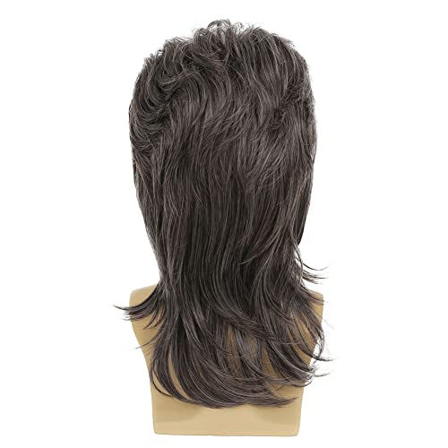Grey Mullet Wig for Men - 70s 80s Disco Rocker Cosplay & Costume