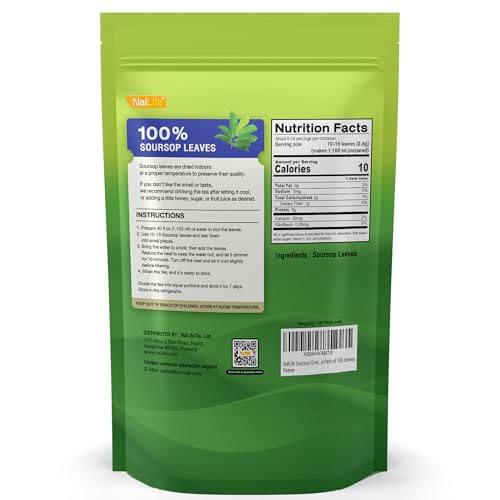 NalLife Soursop Leaves Tea - 100 Whole Dried Leaves for Rich Brew