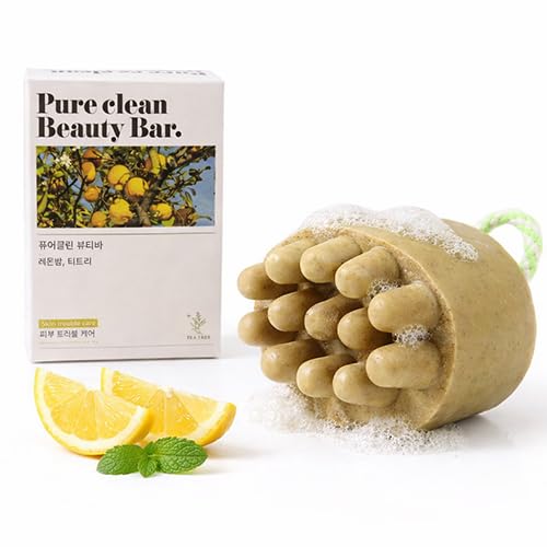K-Beauty Lemon Facial Cleansing Bar for Oily & Sensitive Skin - Natural Korean Handmade Soap