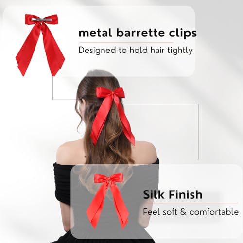 Double Layer Red Hair Bows Clips for Women & Girls - 2 PCS