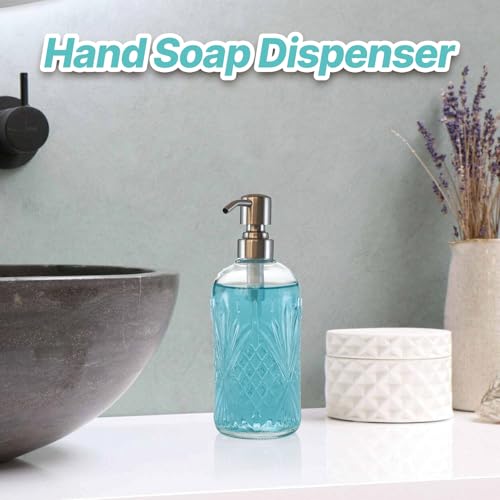 Elegant Glass Soap Dispenser 17oz with Stainless Steel Pump