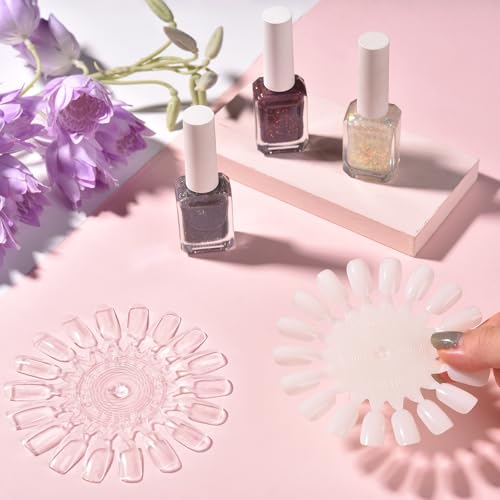 Siyuwuro 20Pcs Clear Nail Swatch Wheels for Acrylic Nail Art Display & Practice