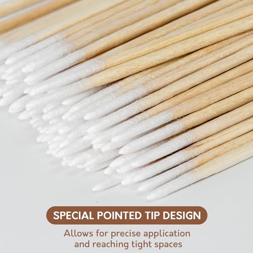 Bcowos 4" Pointed Cotton Swabs - Precision Tips for Makeup & Cleaning, 200 Count
