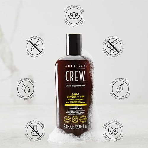 American Crew 3-in-1 Shampoo & Body Wash - Ginger + Tea, 8.4 fl oz