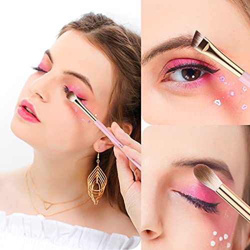 docolor Pink Eyeshadow Brush Set 15Pcs for Eye Makeup, Blending & Detail Work