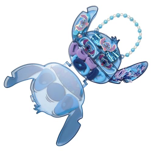 Disney Stitch Hair Accessory Case with Clips & Elastics for Girls