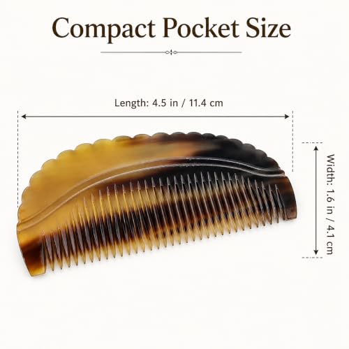 5MOONSUN5 4.5 Inch Natural Ox Horn Comb for Gentle Grooming