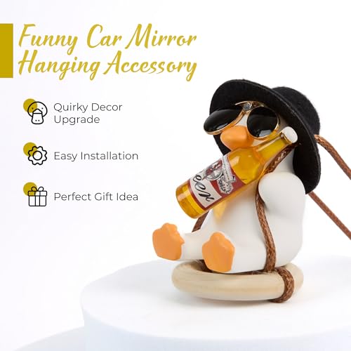 Swinging Duck Rear View Mirror Ornament - Cute Car Accessory