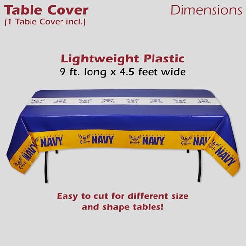 U.S. Navy Premium Disposable Tablecloth - 9ft x 4.5ft Party Cover