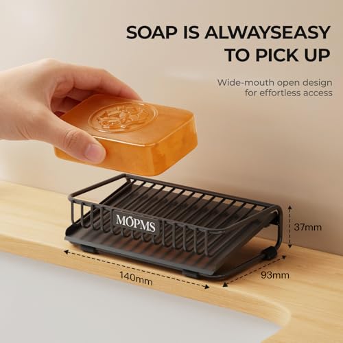 Self-Draining Carbon Steel Soap Dish for Bathroom & Kitchen