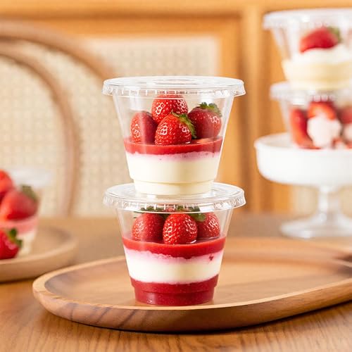 Cayxenful 50-Pack 9oz Disposable Dessert Cups with Lids