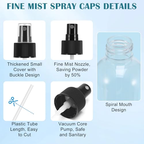 Black 24 Pack Spray Bottle Nozzle Replacement - Fine Mist, Fits 24-410 Bottles