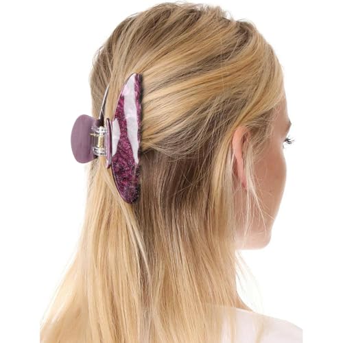 MAORULU 4-Inch Purple Glitter Hair Claw Clip for Women