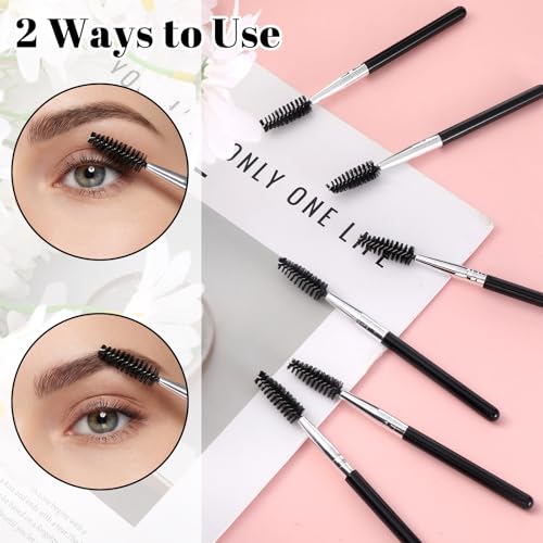 10 Pack Reusable Eyelash & Eyebrow Spoolie Brushes - Black