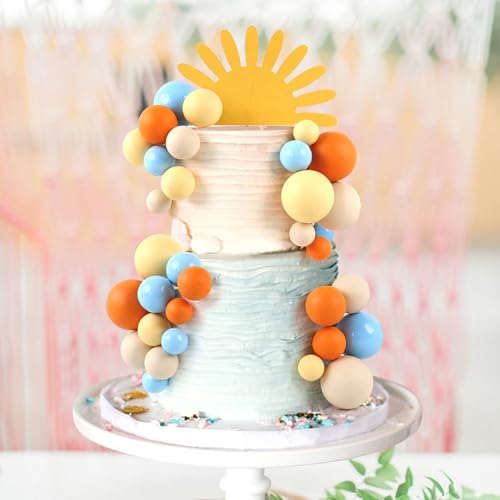 33pcs Sunshine Ball Cake Toppers - Half Sun & Multicolor Balls