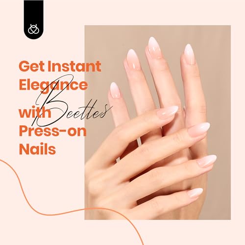 Beetles Ombre Press-On Nails - 64Pcs Short Almond Nude Pink Tips