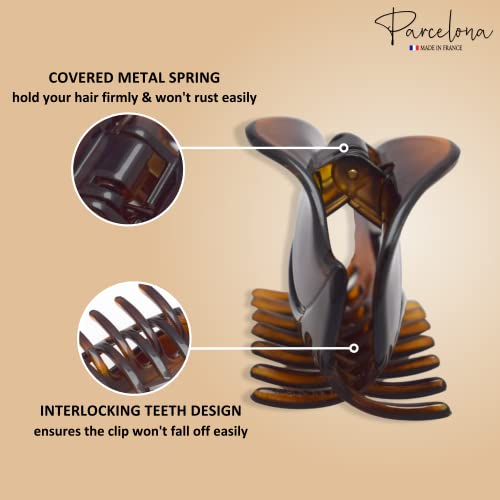 Parcelona French Tortoise Shell Hair Claw Clip - Medium Secure Hair Accessory
