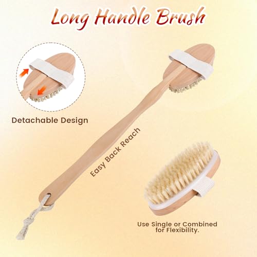 Natural Boar Bristle Dry Brush Set for Exfoliating Skin Care