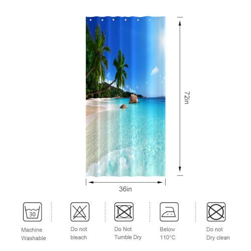 Ocean Beach Shower Curtain - Blue Sky Tropical Design 36x72